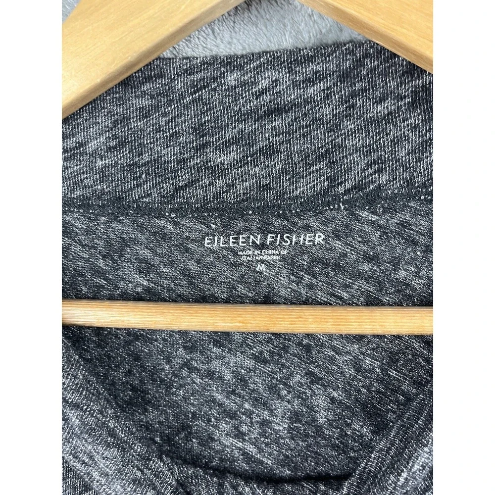 Eileen Fisher‎ Dark Gray Shirt Sweater Organic Cotton Wool Small Medium Bodycon - Picture 3 of 6